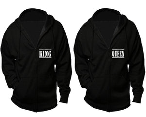 King and Queen zipper hoodies, Matching couple hoodies, Black zip up hoodie for man, Black zip up hoodie womens