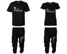 이미지를 갤러리 뷰어에 로드 , Prince and Princess shirts and jogger pants, matching top and bottom set, Black t shirts, men joggers, shirt and jogger pants women. Matching couple joggers
