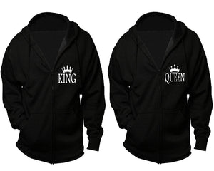 King and Queen zipper hoodies, Matching couple hoodies, Black zip up hoodie for man, Black zip up hoodie womens
