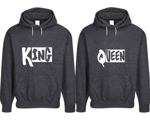 King and Queen pullover speckle hoodies, Matching couple hoodies, Black his and hers man and woman contrast raglan hoodies