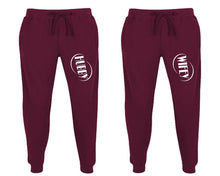 Load image into Gallery viewer, Hubby and Wifey matching jogger pants, Burgundy sweatpants for mens, jogger set womens. Matching couple joggers.
