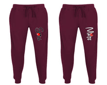 將圖片載入圖庫檢視器 Soul and Mate matching jogger pants, Burgundy sweatpants for mens, jogger set womens. Matching couple joggers.
