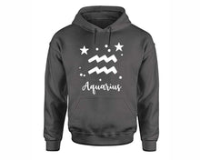 Load image into Gallery viewer, Aquarius Zodiac Sign hoodies. Charcoal Hoodie, hoodies for men, unisex hoodies
