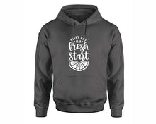 Load image into Gallery viewer, Every Day is a Fresh Start inspirational quote hoodie. Charcoal Hoodie, hoodies for men, unisex hoodies
