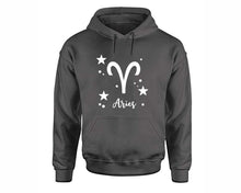 Load image into Gallery viewer, Aries Zodiac Sign hoodies. Charcoal Hoodie, hoodies for men, unisex hoodies

