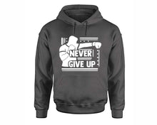 將圖片載入圖庫檢視器 Never Give Up inspirational quote hoodie. Charcoal Hoodie, hoodies for men, unisex hoodies
