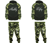 이미지를 갤러리 뷰어에 로드 , Hubby and Wifey matching top and bottom set, Camo Green hoodie and sweatpants sets for mens, camo hoodie and jogger set womens. Couple matching camo jogger pants.
