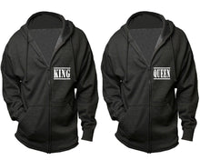 이미지를 갤러리 뷰어에 로드 , King and Queen zipper hoodies, Matching couple hoodies, Charcoal zip up hoodie for man, Charcoal zip up hoodie womens
