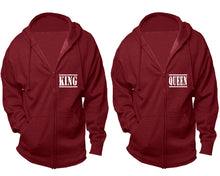 Cargar imagen en el visor de la galería, King and Queen zipper hoodies, Matching couple hoodies, Cranberry Cavier zip up hoodie for man, Cranberry Cavier zip up hoodie womens
