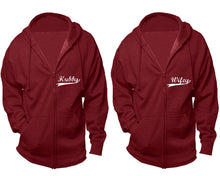 將圖片載入圖庫檢視器 Hubby and Wifey zipper hoodies, Matching couple hoodies, Cranberry Cavier zip up hoodie for man, Cranberry Cavier zip up hoodie womens
