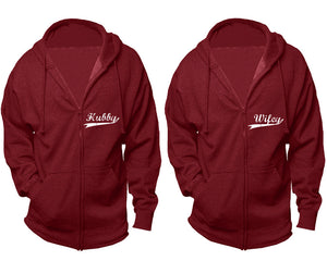 Hubby and Wifey zipper hoodies, Matching couple hoodies, Cranberry Cavier zip up hoodie for man, Cranberry Cavier zip up hoodie womens