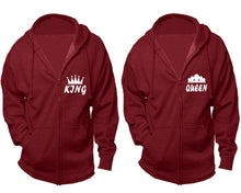 Görseli Galeri görüntüleyiciye yükleyin, King and Queen zipper hoodies, Matching couple hoodies, Cranberry Cavier zip up hoodie for man, Cranberry Cavier zip up hoodie womens
