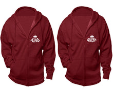 Load image into Gallery viewer, King and Queen zipper hoodies, Matching couple hoodies, Cranberry Cavier zip up hoodie for man, Cranberry Cavier zip up hoodie womens
