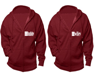 Hubby and Wifey zipper hoodies, Matching couple hoodies, Cranberry Cavier zip up hoodie for man, Cranberry Cavier zip up hoodie womens