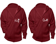 Cargar imagen en el visor de la galería, King and Queen zipper hoodies, Matching couple hoodies, Cranberry Cavier zip up hoodie for man, Cranberry Cavier zip up hoodie womens
