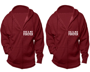 She's My Forever and He's My Forever zipper hoodies, Matching couple hoodies, Cranberry Cavier zip up hoodie for man, Cranberry Cavier zip up hoodie womens