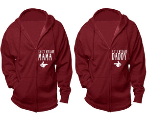She's My Baby Mama and He's My Baby Daddy zipper hoodies, Matching couple hoodies, Cranberry Cavier zip up hoodie for man, Cranberry Cavier zip up hoodie womens