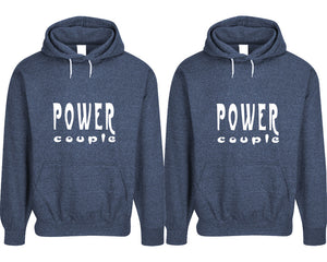 Power Couple pullover speckle hoodies, Matching couple hoodies, Denim his and hers man and woman contrast raglan hoodies