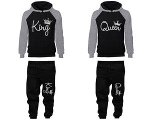King and Queen matching top and bottom set, Silver Foil design hoodie and sweatpants sets for mens hoodie and jogger set womens. Matching couple joggers.