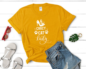 Crazy Cat Lady t shirts for women. Custom t shirts, ladies t shirts. Gold shirt, tee shirts.