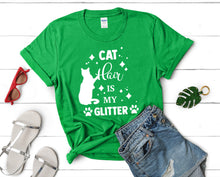 Cargar imagen en el visor de la galería, Cat Hair is My Glitter t shirts for women. Custom t shirts, ladies t shirts. Irish Green shirt, tee shirts.
