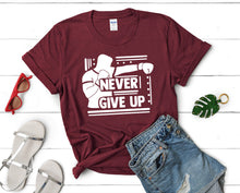 將圖片載入圖庫檢視器 Never Give Up t shirts for women. Custom t shirts, ladies t shirts. Maroon shirt, tee shirts.

