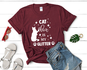Cat Hair is My Glitter t shirts for women. Custom t shirts, ladies t shirts. Maroon shirt, tee shirts.