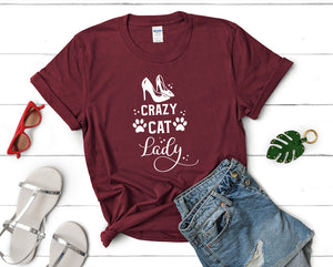 Crazy Cat Lady t shirts for women. Custom t shirts, ladies t shirts. Maroon shirt, tee shirts.