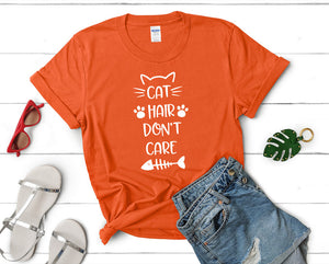 Cat Hair Dont Care t shirts for women. Custom t shirts, ladies t shirts. Orange shirt, tee shirts.