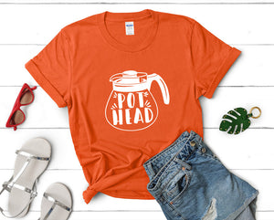 Pot Head t shirts for women. Custom t shirts, ladies t shirts. Orange shirt, tee shirts.