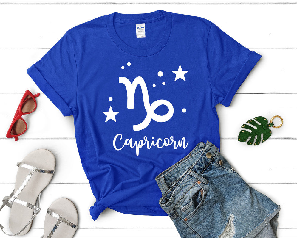 Capricorn t shirts for women. Custom t shirts, ladies t shirts. Royal Blue shirt, tee shirts.