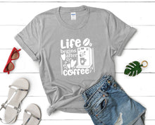 將圖片載入圖庫檢視器 Life Begins After Coffee t shirts for women. Custom t shirts, ladies t shirts. Sports Grey shirt, tee shirts.
