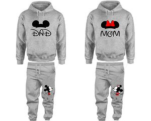 Dad and Mom matching top and bottom set, Sports Grey hoodie and sweatpants sets for mens hoodie and jogger set womens. Matching couple joggers.