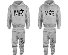 Cargar imagen en el visor de la galería, Mr and Mrs matching top and bottom set, Sports Grey hoodie and sweatpants sets for mens hoodie and jogger set womens. Matching couple joggers.

