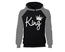 Load image into Gallery viewer, Grey Black color King design Hoodie for Man.
