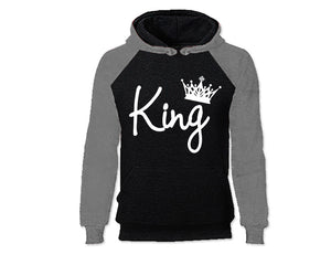 Grey Black color King design Hoodie for Man.