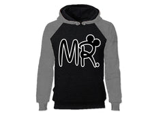 Load image into Gallery viewer, Grey Black color MR design Hoodie for Man.
