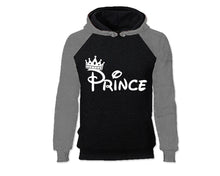 Cargar imagen en el visor de la galería, Grey Black color Prince design Hoodie for Man.
