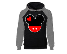 Load image into Gallery viewer, Grey Black color Mickey design Hoodie for Man.
