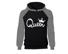 Load image into Gallery viewer, Grey Black color Queen design Hoodie for Woman
