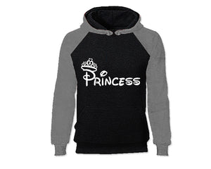 Grey Black color Princess design Hoodie for Woman