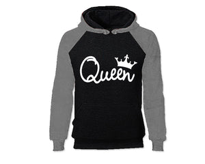 Grey Black color Queen design Hoodie for Woman