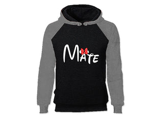 Grey Black color Mate design Hoodie for Woman