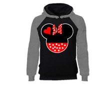 Load image into Gallery viewer, Grey Black color Minnie design Hoodie for Woman
