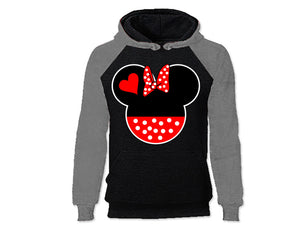 Grey Black color Minnie design Hoodie for Woman