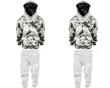 Charger l&#39;image dans la galerie, Prince and Princess matching top and bottom set, Grey Cloud design tie dye hoodie and jogger pants set for mens, tie dye hoodie and jogger set womens. Matching couple joggers.
