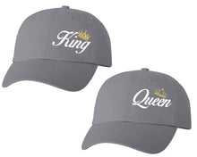 Load image into Gallery viewer, King and Queen matching caps for couples, Grey baseball caps.
