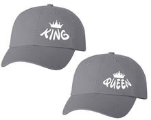 Görseli Galeri görüntüleyiciye yükleyin, King and Queen matching caps for couples, Grey baseball caps.
