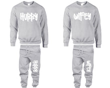이미지를 갤러리 뷰어에 로드 , Hubby and Wifey top and bottom sets. Sports Grey sweatshirt and sweatpants set for men, sweater and jogger pants for women.
