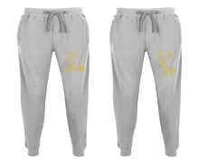 Charger l&#39;image dans la galerie, King and Queen matching jogger pants, Sports Grey sweatpants for mens, jogger set womens. Matching couple joggers.
